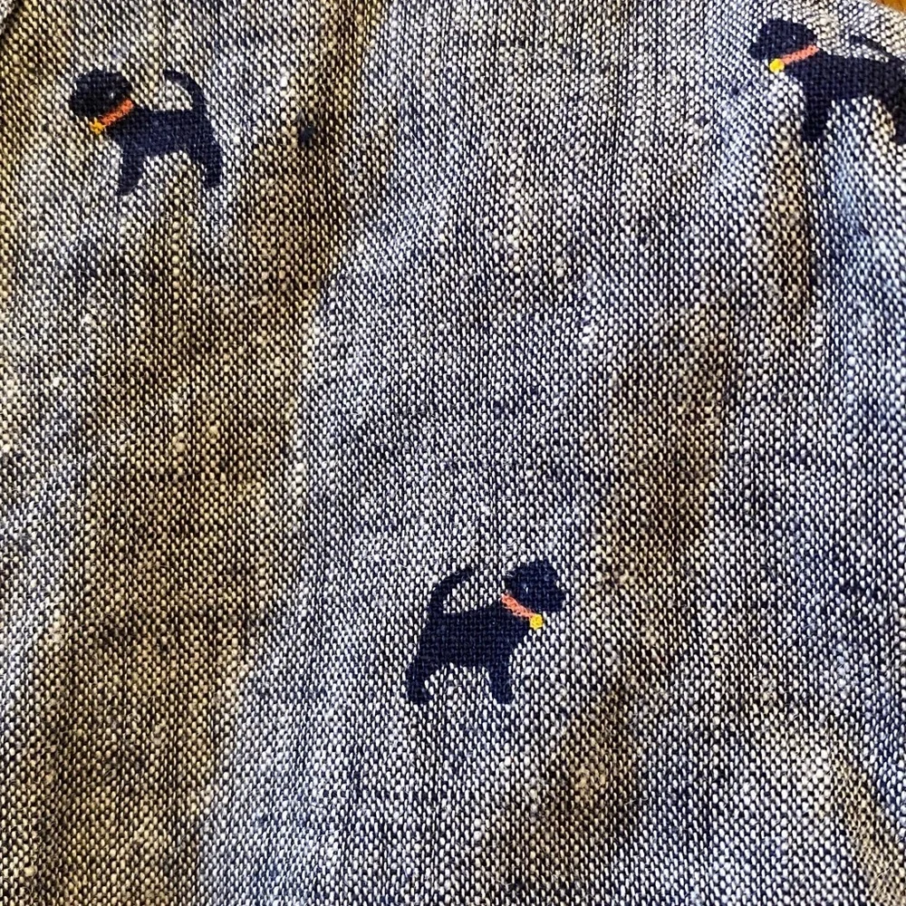Janie and Jack Jack Baby linen dog overall  Size 6-12 months